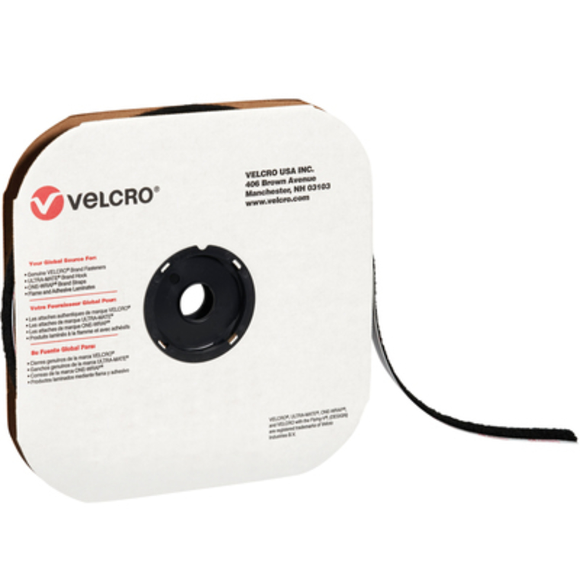 Stock Packaging Velcro Tape — 5/8in. x 75ft., Black, Hook, Individual Strips, Model# VEL107